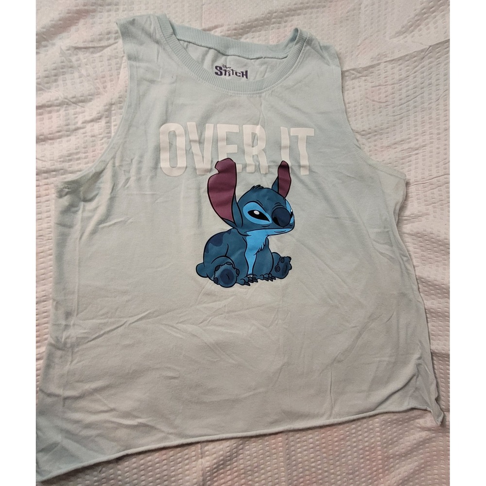 Disney Stitch Over It Muscle Tank Top Light Blue Sleeveless XL‎ JT26355
